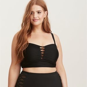 Torrid Black Wireless Lattice Bikini Top